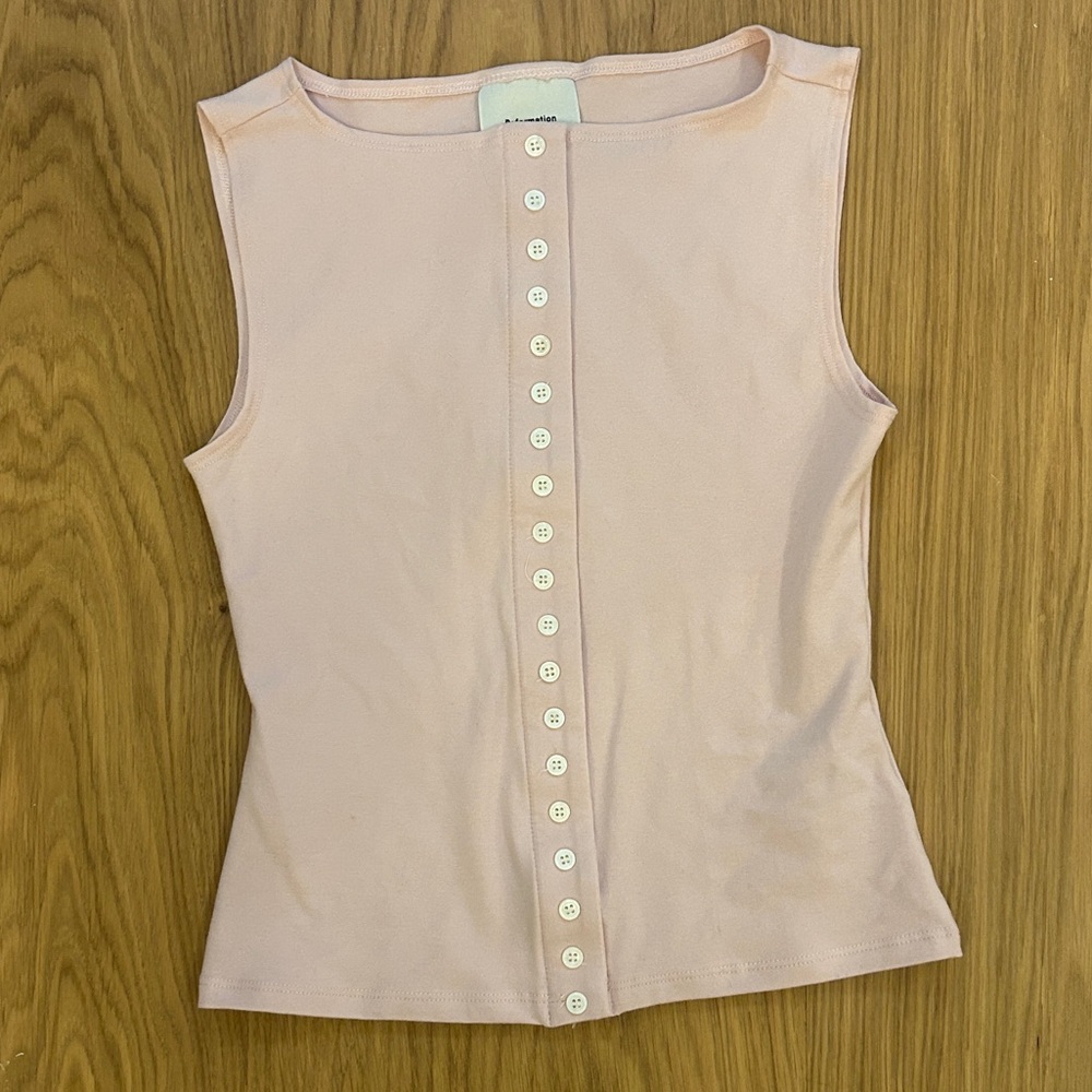 Reformation Pale Pink Button-Front Tank Top